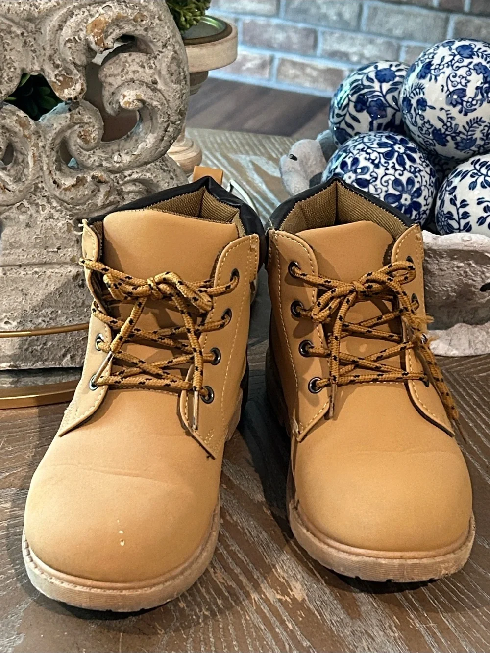 Kids Tan Workmen Work Style Boots Big Boys Size 3